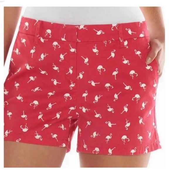 Elle Hot Pink Flamingo Print Chino Shorts size 2 - Picture 8 of 8